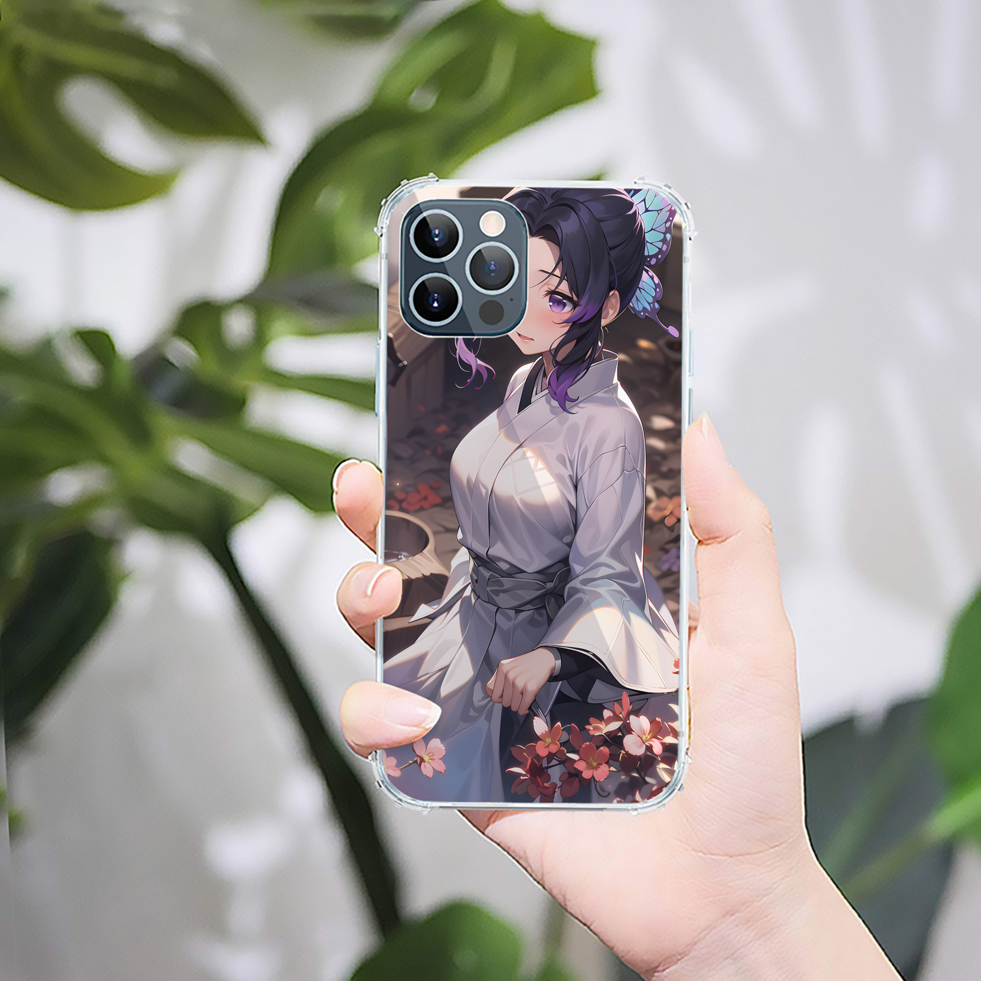 （画像用） 鬼滅の刃（きめつのやいば）蟲柱-胡蝶 しのぶ／こちょう しのぶ Kochou Shinobu 【iPhone 12シリーズ対応】透明スマホケース（クリアソフトケース）
